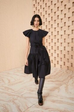 ULLA JOHNSON Delmara Dress - Noir -Ullyla Shop SHOT 056 ULLA JOHNSON DELMARA DRESS NOIR UJ990114 0025