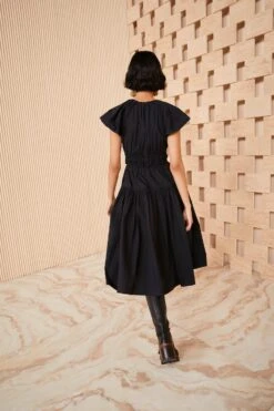 ULLA JOHNSON Delmara Dress - Noir -Ullyla Shop SHOT 056 ULLA JOHNSON DELMARA DRESS NOIR UJ990114 0142