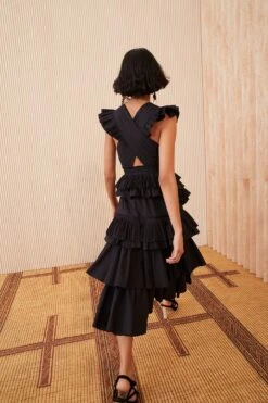 ULLA JOHNSON Aurore Dress - Noir -Ullyla Shop SHOT 132 0165 ulla johnson black aurore dress noir UJ view 3