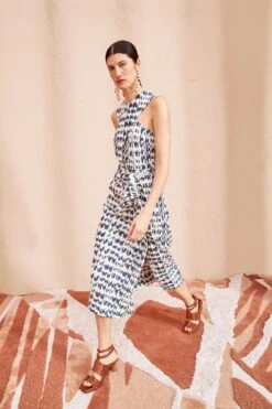 ULLA JOHNSON Amayah Dress - Indigo Ikat -Ullyla Shop ULLA JOHNSON Amayah Dress INDIGO IKAT 04