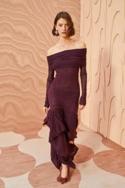 ULLA JOHNSON Ambrosia Dress - Mahogany -Ullyla Shop ULLA JOHNSON Ambrosia Dress MAHOGANY 01 MAIN