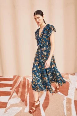 ULLA JOHNSON Arisa Dress - Moonlight Floral -Ullyla Shop ULLA JOHNSON Arisa Dress MOONLIGHT FLORAL 03