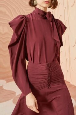 ULLA JOHNSON Brea Blouse - Mahogany -Ullyla Shop ULLA JOHNSON Brea Blouse MAHOGANY 02 ALT