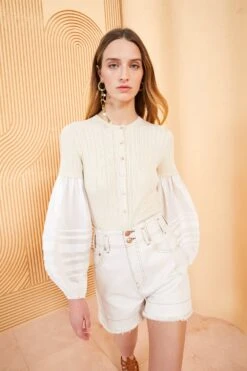 ULLA JOHNSON The Charlotte Short - Cowrie Wash -Ullyla Shop ULLA JOHNSON CHARLOTTE SHORT COWRIE 04