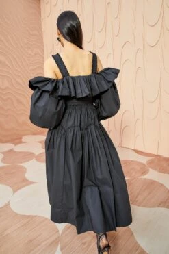 ULLA JOHNSON Caprice Dress - Noir -Ullyla Shop ULLA JOHNSON Caprice Dress NOIR 03