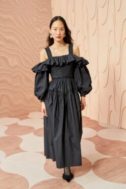 ULLA JOHNSON Caprice Dress - Noir -Ullyla Shop ULLA JOHNSON Caprice Dress NOIR 04