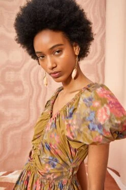 ULLA JOHNSON Cecile Dress - Bamboo -Ullyla Shop ULLA JOHNSON Cecile Dress BAMBOO 03