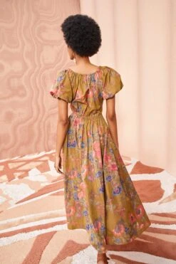 ULLA JOHNSON Cecile Dress - Bamboo -Ullyla Shop ULLA JOHNSON Cecile Dress BAMBOO 04