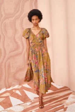 ULLA JOHNSON Cecile Dress - Bamboo -Ullyla Shop ULLA JOHNSON Cecile Dress BAMBOO 05