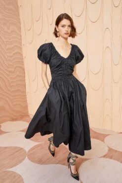 ULLA JOHNSON Cecile Dress - Noir -Ullyla Shop ULLA JOHNSON Cecile Dress NOIR 03