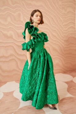ULLA JOHNSON Cosima Gown - Emerald -Ullyla Shop ULLA JOHNSON Cosima Gown EMERALD 0060