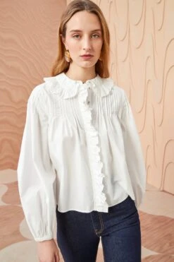 ULLA JOHNSON Dolores Blouse - Pristine -Ullyla Shop ULLA JOHNSON Dolores Blouse PRISTINE 0005