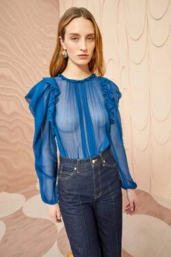 ULLA JOHNSON Elvia Blouse - Sapphire -Ullyla Shop ULLA JOHNSON Elvia Blouse SAPPHIRE 05