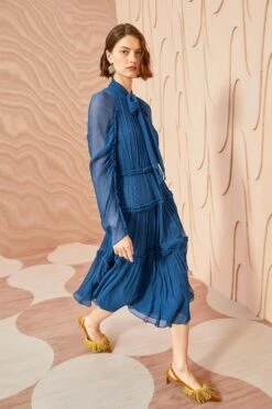 ULLA JOHNSON Idalia Dress - Sapphire -Ullyla Shop ULLA JOHNSON Idalia Dress SAPPHIRE 04 UPDATE