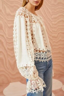 New Release -Ullyla Shop ULLA JOHNSON Kavita Blouse IVORY 02 ALT UPDATE