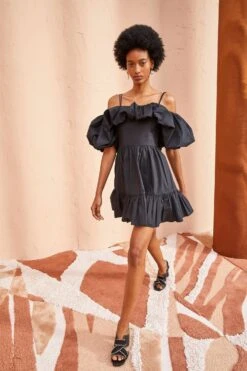 ULLA JOHNSON Lila Dress - Noir -Ullyla Shop ULLA JOHNSON LILA DRESS NOIR 03