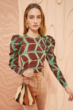 ULLA JOHNSON Leyla Blouse - Teak -Ullyla Shop ULLA JOHNSON Leyla Blouse TEAK 0054