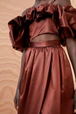 ULLA JOHNSON Maxine Skirt - Mahogany -Ullyla Shop ULLA JOHNSON Maxine Skirt MAHOGANY 02 ALT