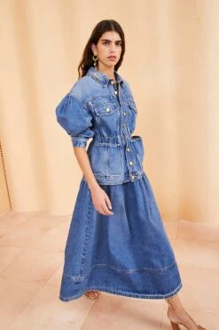 ULLA JOHNSON The Odette Jacket - Danube Medium Indigo Wash 10 ULLA JOHNSON The Odette Jacket - Danube Medium Indigo Wash -Ullyla Shop ULLA JOHNSON ODETTE JACKET DANUBE 0012