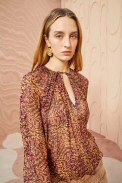 ULLA JOHNSON Pauline Blouse - Pomegranate -Ullyla Shop ULLA JOHNSON Pauline Blouse POMEGRANATE 03