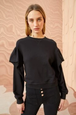 ULLA JOHNSON Pilar Pullover - Noir -Ullyla Shop ULLA JOHNSON Pilar Pullover NOIR 05