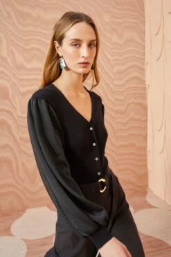 ULLA JOHNSON Quinn Cardigan - Noir -Ullyla Shop ULLA JOHNSON Quinn Cardigan NOIR 0161