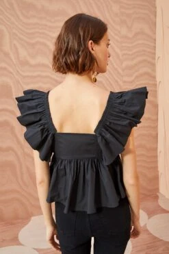 ULLA JOHNSON Romi Top - Noir -Ullyla Shop ULLA JOHNSON Romi Top NOIR 04