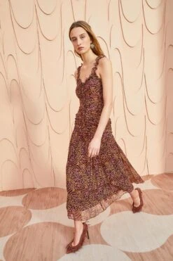ULLA JOHNSON Rosaria Dress - Pomegranate -Ullyla Shop ULLA JOHNSON Rosaria Dress POMEGRANATE 033