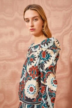 ULLA JOHNSON Siya Blouse - Lapis -Ullyla Shop ULLA JOHNSON Siya Blouse LAPIS 0083