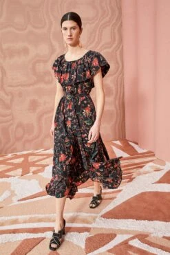 ULLA JOHNSON Skye Dress - Obsidian -Ullyla Shop ULLA JOHNSON Skye Dress OBSIDIAN 0154