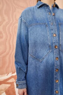 ULLA JOHNSON The Valerie Dress - Danube Medium Indigo Wash -Ullyla Shop ULLA JOHNSON The Valerie DANUBE MEDIUM INDIGO WASH 02 ALT