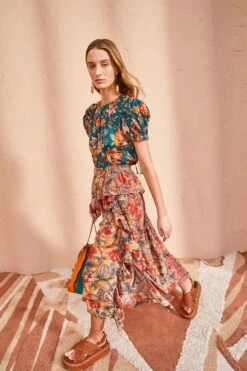 ULLA JOHNSON Ursa Skirt - Coral Bloom -Ullyla Shop ULLA JOHNSON Ursa Skirt CORAL BLOOM 0019