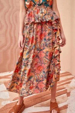 ULLA JOHNSON Ursa Skirt - Coral Bloom -Ullyla Shop ULLA JOHNSON Ursa Skirt CORAL BLOOM 0080