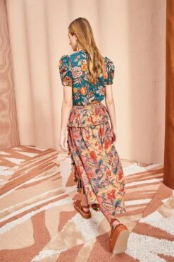 ULLA JOHNSON Ursa Skirt - Coral Bloom -Ullyla Shop ULLA JOHNSON Ursa Skirt CORAL BLOOM 0113