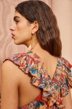 ULLA JOHNSON Violeta Dress - Coral Bloom -Ullyla Shop ULLA JOHNSON Violeta Dress CORAL BLOOM 05