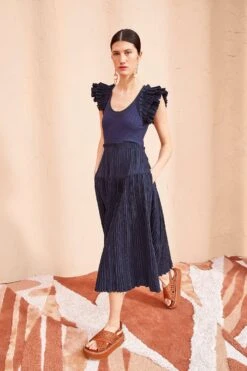 ULLA JOHNSON Virginia Dress - Midnight -Ullyla Shop ULLA JOHNSON Virginia Dress MIDNIGHT 03