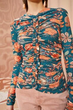 New Release -Ullyla Shop ULLA JOHNSON Wren Top DELPHINIUM 02 ALT