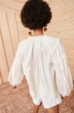 ULLA JOHNSON Maeve Blouse - Blanc -Ullyla Shop ulla johnson white maeve top blanc UJ990237 view 4